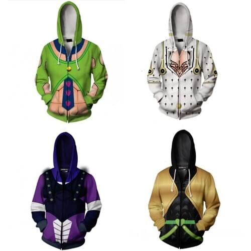 Anime JoJo Bizarre Adventure Hoodies Winter Men Women Kujo Jotaro 3D Print Long Sleeve Pullover Sweatshirt coat Jackets