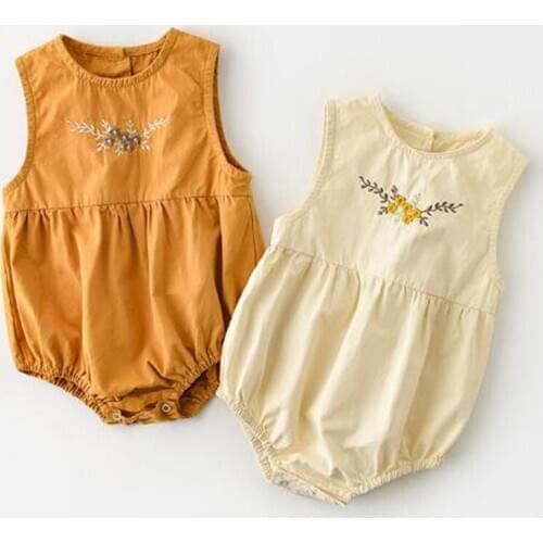 Spring Kids Boy Girl Sleeveless Rompers Infant Baby Boy Girl Newborn Flower Embroidery Rompers Clothes Baby Boy Girl Rompers
