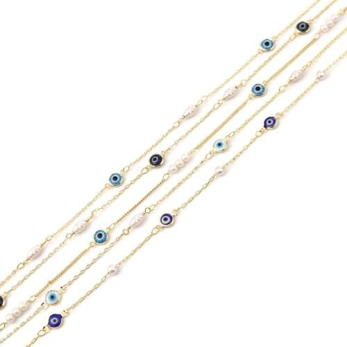 1 M Copper Link Chains Acrylic Religious Imitation Pearl Link Curb Chain Findings Gold Plated 12x7mm