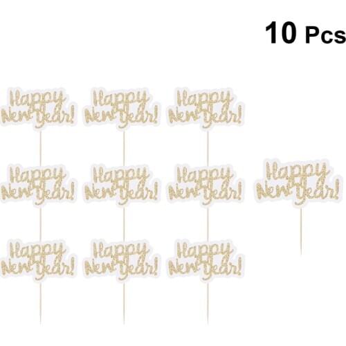 10pcs Cake Topper Letter HAPPY NEW YEAR Cake Topper Party Supplies Cake Insert for NEW YEAR