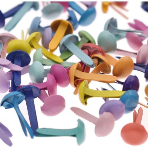 100Pcs/lot 5.5x11mm Mini Round Brads For Scrapbooking Mixed Assorted Color Stamping Embellishment Brads Diy Home Crafts