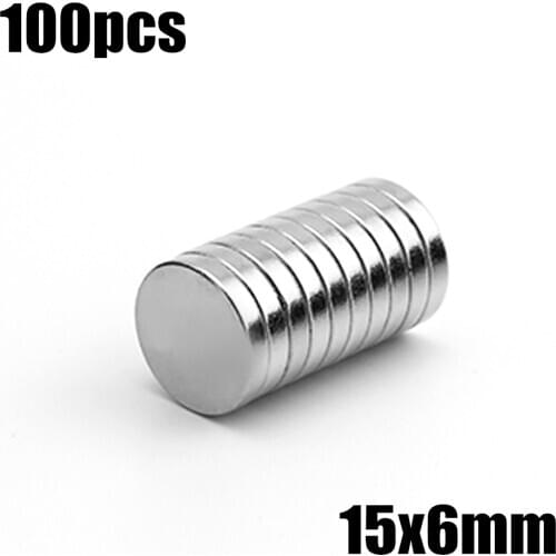 100pcs 15x6mm Super Powerful Strong Bulk Small Round NdFeB Neodymium Disc Magnets Dia 15mm x 6mm N35 Rare Earth NdFeB Magnet