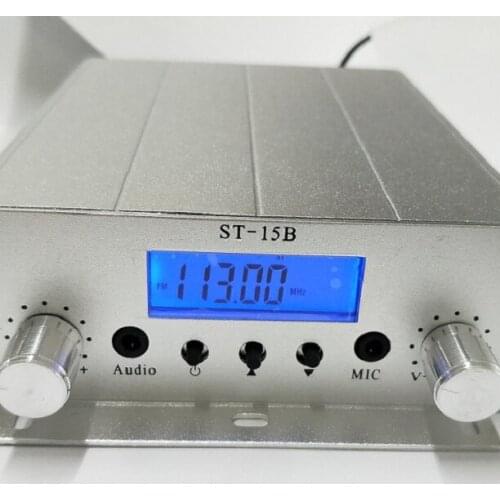 15W FM broadcast transmitter ST-15B V3 TNC stereo PLL fm radio broadcast station with 76MHz-113MHz