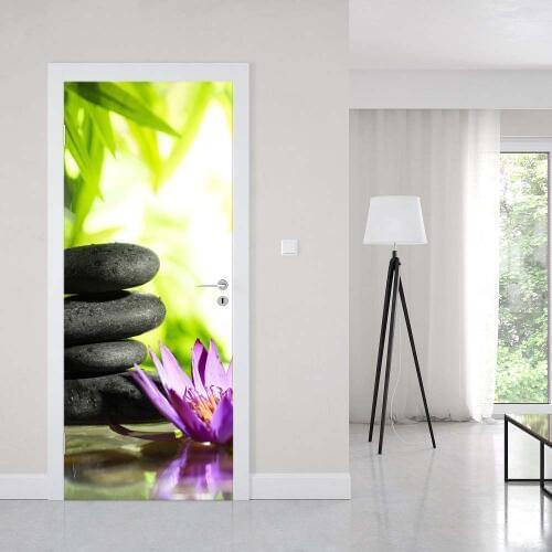 3D Door Sticker Zen Stones For Living Room Bedroom PVC Self Adhesive Wallpaper Vinyl Waterproof Wall Stickers