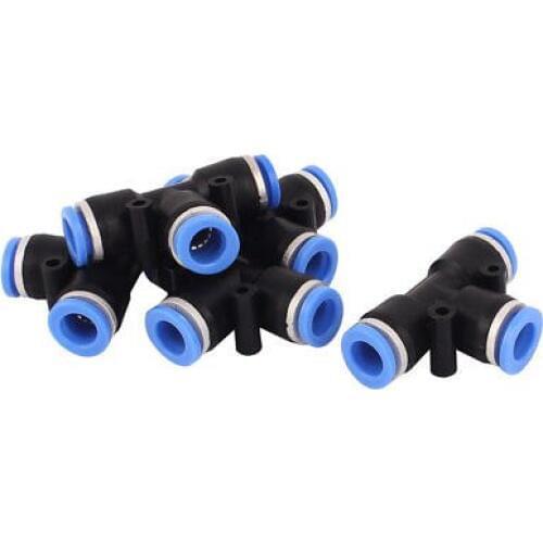 5 Pcs 10mm 3 Ways T Shape Pipe Connect Union Pneumatic Quick Fitting