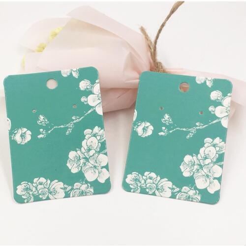 8*6cm Flower Printed Colorful Earring Card Paperboard Long Drop Stud Earring Jewelry Display Classic Card 30Pcs