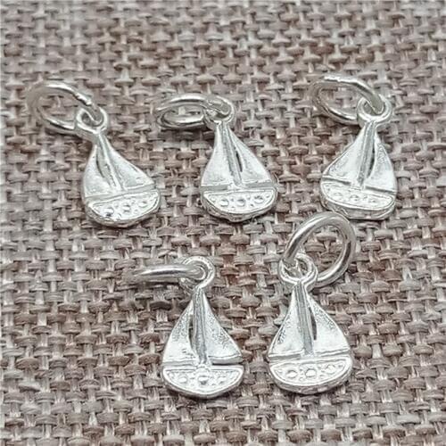 925 Sterling Silver Tiny Sailboat Charms for Sea Ocean Necklace Bracelet Earring