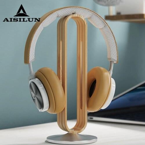 Bamboo & Aluminum Headphone Stand Nature Wood Headset Holder for AirPods Max/Beats/Bose/Sennheiser/Audio-Technica/Sony/AKG etc
