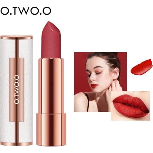 O.TWO.O 12 Colors Velvet Silky Matte Lipstick Nude Brown Red Lip Stick Smooth Texture Long Lasting Waterproof Lips Cosmetic