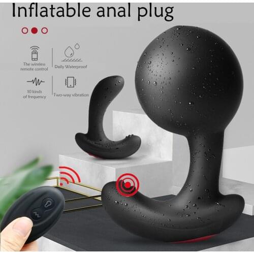 Wireless Remote Dildo Vibrator Inflatable Anal Plug Men Prostate Massager Anus Dilator 10 Speed Vibrating Butt Plug Sex Toys