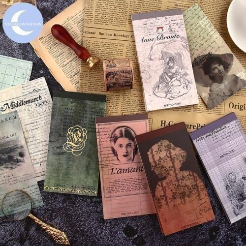 YUEGUANGXIA 24pcs/lot Retro Vintage Style Famous Literature Female Writers Memo Pad Classic Artsy Loose Leaf Memo Pad 12 Designs