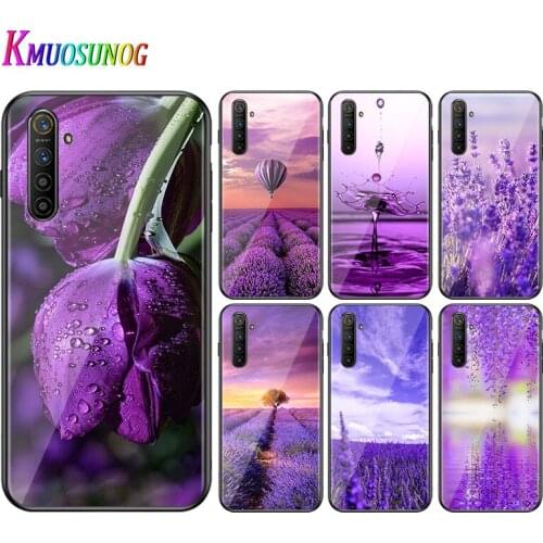 For OPPO A5 A9 2020 F7 Phone Cover lavender Purple flowers for OPPO Reno 2 Z 2Z 2F 3 4 Pro 5G Bright Black Phone Case