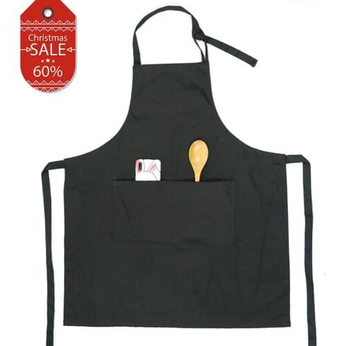 Black Cotton Apron Home Kitchen Cooking Clothes Chef Baking Bib Barista Apron