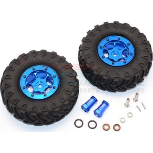 GPM 1.9 INCH RUBBER TIRES WITH ALUMINIUM 6 POLES WHEELS & 23MM HEX ADAPTERS For AXIALSCX10 II 90047 RC Upgrade