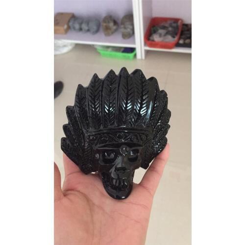 Energy stone 100% natural black obsidian crystal skull handmade carved healing gemstone cute crystal skull for decoration