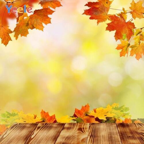 Autumn Backdrop Forest Light Bokeh Wood Board Baby Shower Children Photography Background For Photo Studio Photocall Photophone