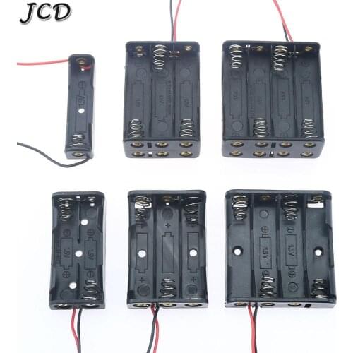 JCD 1x 2x 3x 4x 6x 8x AAA Battery Holder Case AAA Cell Storage Box + Cable Lead ABS Plastic Black Battery Container Organizer