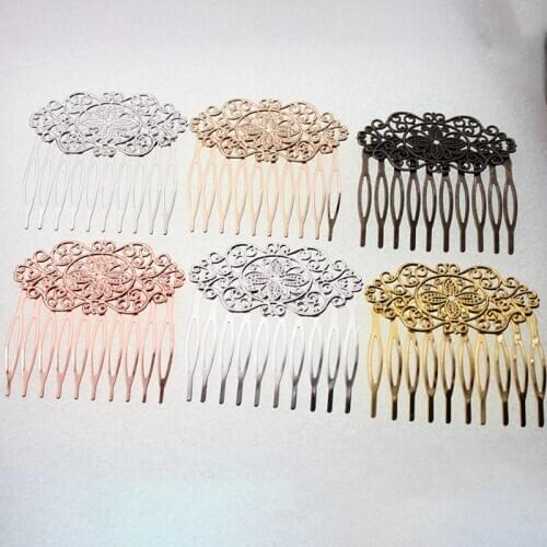 2pcs 10 teeth Hair Combs Hair Accessories For Bride Hairpins Clips Headdress DIY Jewelry Makeing Wedding Hair Jewelry 55x56mm