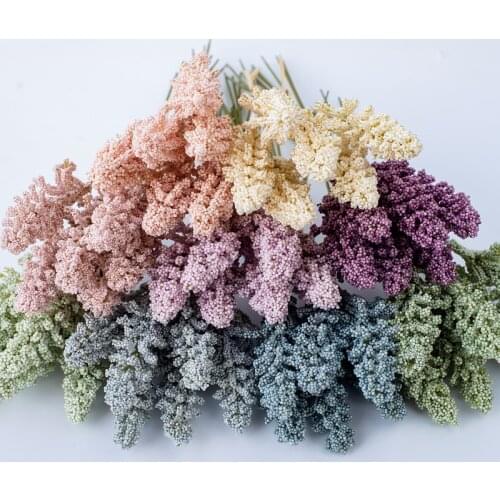 6Pcs/lot Artificial Vanilla Mini Foam Berry Spike Artificial Flowers Bouquet Wedding Home Decoration DIY Cereals Fake Flower Hot