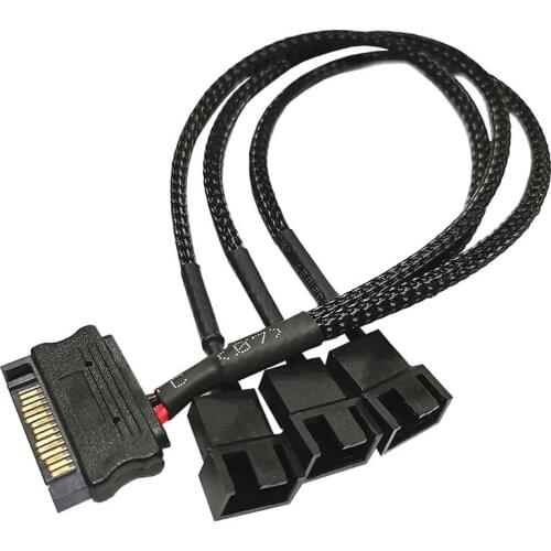 SATA 15Pin to 3 4 5 4Pin Cooling Fan Cable Mainboard CPU Fan Extension Cable Power Adapter Connector Fan Power Supply Splitter
