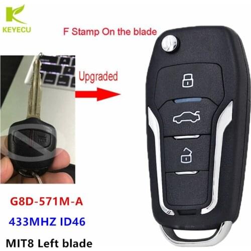 KEYECU Replacement Upgraded Flip Remote Car Key Fob 2 Button 433MHz FSK ID46 for Mitsubishi G8D-571M-A, F Stamp on the blade