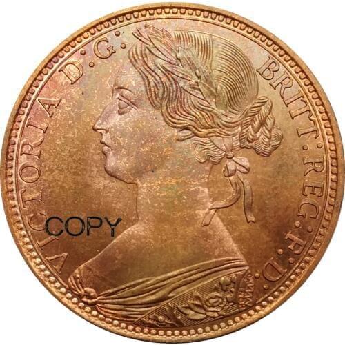 United Kingdom 1881 H Victoria One Penny Red Copper Copy Coin