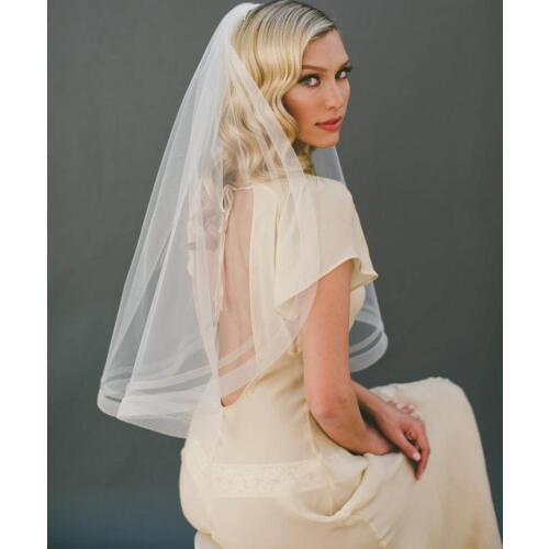 Short Horsehair Edge Wedding Veil with Comb White Ivory Bridal Veil New Wedding Accessories velo de novia