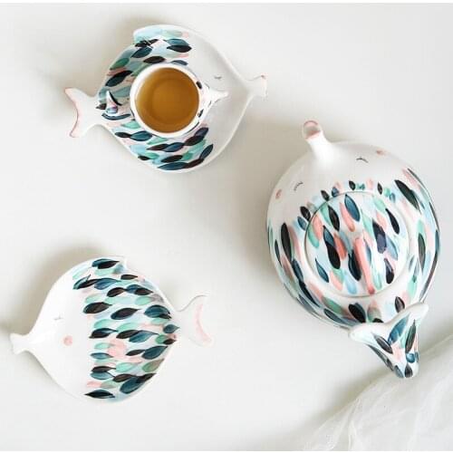 Creative bionic ceramic plate ceramic cup with snack plate living room ceramic set