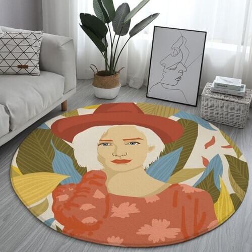 Round floor mat women and men printed soft floor mats, used for living room non-slip carpet chair floor mats, used for home deco