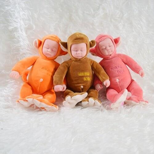 25cm Animal Plush Doll Cat Rabbit Doll Soft Cotton Stuffed Dolls Close Eyes Silicone Face Toys Sleeping Mate Vinyl Face Toys