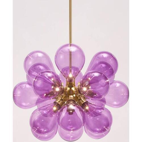 LED Modern Iron Glass Pink Blue White Designer Lamparas De Techo Lustre Chandelier Lighting For Foyer Bedroom