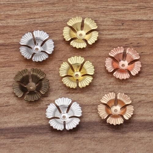 Mibrow 50pcs/Lot 6 Colors 17mm Copper Vintage Flower Bead Caps Flower Filigree Spacer Bead Caps For DIY Hair Jewelry Making