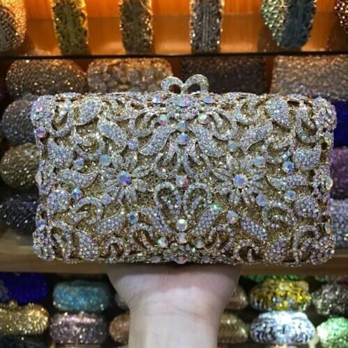 Fashion Crystal Women Evening Bag Luxury Diamond Clutch small purse Party Handbag wedding bride wallet Hollow Out Clutches Bag