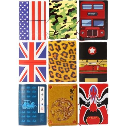 Fashion 3D PVC Leather Passport Holders British Flag Soldier Bus Passport Covers for Travel ID Card Holder Bag with Strap