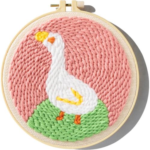 White Goose Punch Needle Embroidery Kit for Beginners Easy Embroidery DIY Needlework Wool Work Home Decor Custom Embroidery