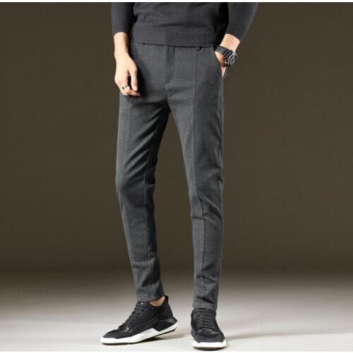 MRMT 2021 Brand Autumn and Winter New Mens Trousers Thick Money Slim Straight Pants Casual Pants for Male Cotton Trouser