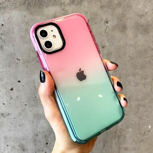 Rainbow Gradient Clear Case for iPhone 12 Pro Max Silicone Bumper Shockproof Cover for iPhone 11 7 8 Plus XR XS X SE 2020 Cases
