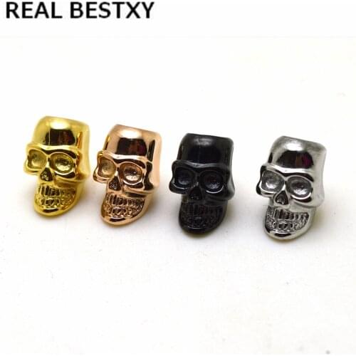 REAL BESTXY 1pc/lot 5mm/hole Flat Cord Skull Head Clasps Connectors End Caps For Bracelet DIY Jewelry