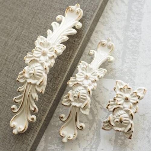 3.75" 5" Dresser Handle Delicate Phnom Penh White Flower Drawer Pulls Zinc Allot Door Handles Cabinet Wardrobe Handle 96 128mm
