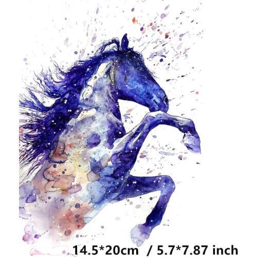 Cute Running Horse Iron on Heat Transfer Printing Patches Sticker Washable For T-shirts Clothing DIY Stickers Appliques 2019