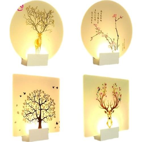 Modern Glass Bedroom Wall Lamp Nordic Creative Bedroom Round Bedside Lamp LED Acrylic Mural Lamp Base Living Room Decoration