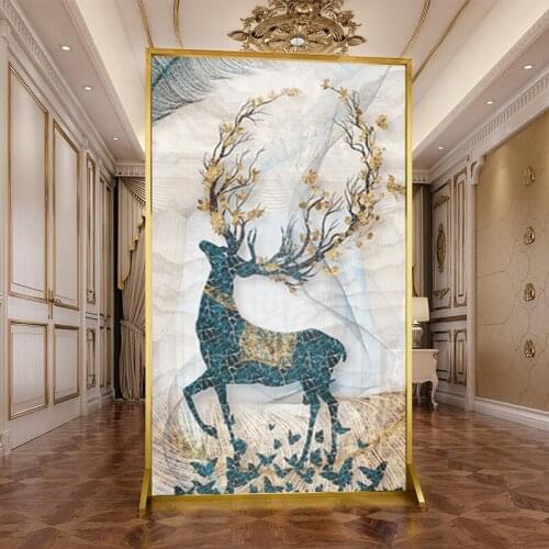 Nordic light luxury block the hallway metal art screen partition living room block decoration mobile screen elk