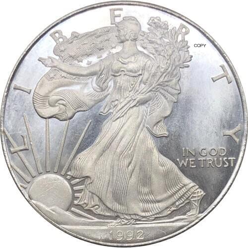 United States 1 Dollar American Silver Eagle Bullion Coin 1992 S Type Plated Silver Commemorative Coin Copy coin