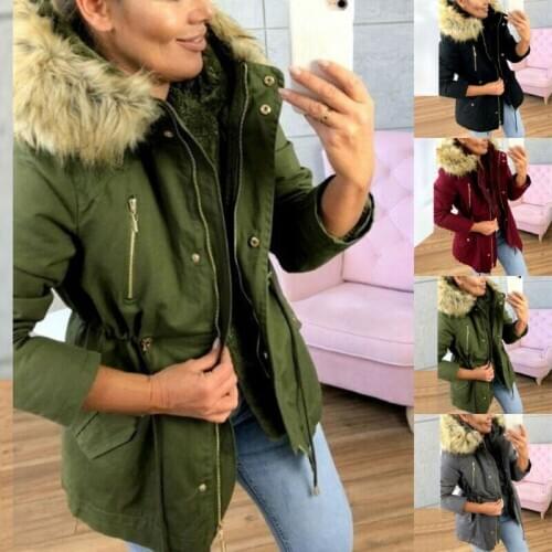 Womens Winter Warm Trench Parka Coat Jacket Outwear Fur Lined Hooded Overcoat