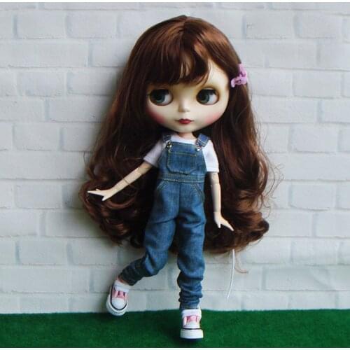 1PCS 1/6 Dolls Fashion Denim Overall for Blyth Doll Clothes Accessories