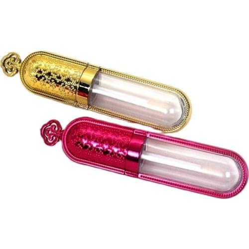 1pcs golden plastic transparent crown lip gloss tube makeup lipgloss stick container with carton paper box
