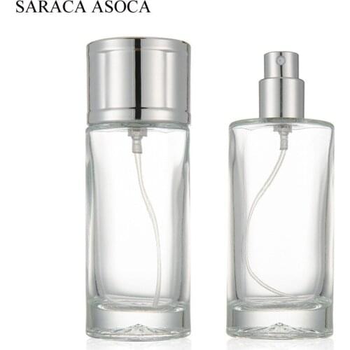 10Pcs/Lot 50ml Stock Straight Round Transparent Glass Perfume Sub-bottle Cosmetic Spray Bottle Empty Bottle