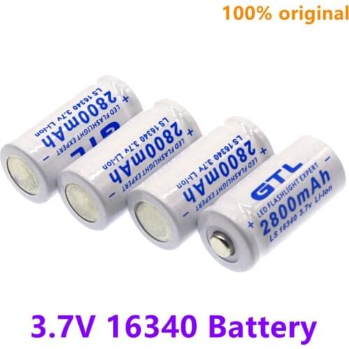100% High capacity 2800mAh Rechargeable 3.7V Li-ion 16340 Batteries CR123A Battery For LED Flashlight For 16340 CR123A Battery