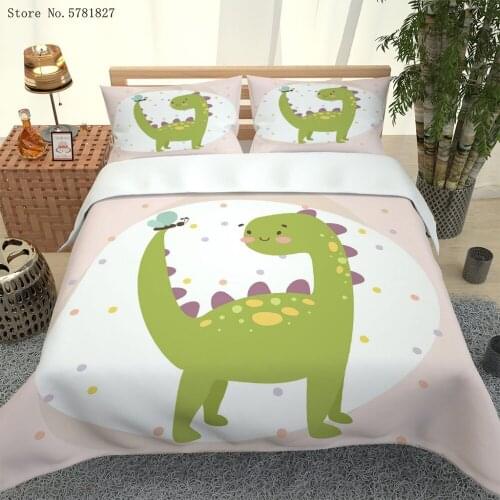 2/3 Piece Green Dinosaur Bedding Set 3D Print Animals Cartoon Duvet Cover Set For Kids Gift Bed Quilt Cover Home Bed Cover Set