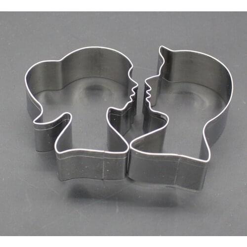 2pcs / set Stainless Steel Lovers Cookie Cutter Shape Cake Fondant Cookie Cutter Mold Tool Kitchen Baking Tool